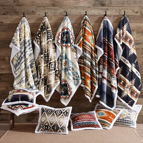 Vista 53 de Indigo Hill by HiEnd Accents Acadia - Manta de sherpa con estampado de pinos bosques, naturaleza, bosque, montaña, manta occidental para acampar al
