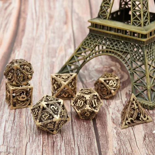 Vista 4 de DND - Juego de dados de metal, dados poliédricos de Calabozos y Dragones, juego de dados poliédricos para juegos de rol, juego de dados poliédricos