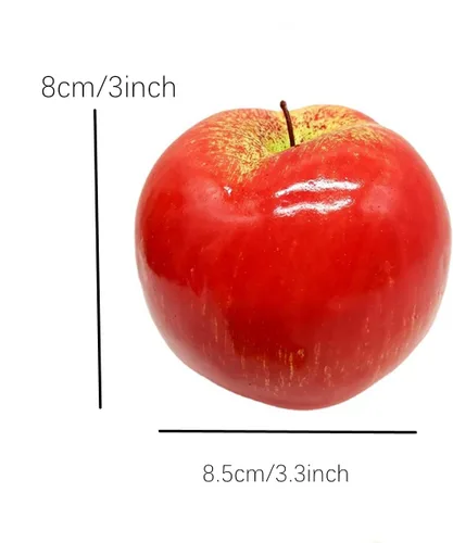 Vista 2 de Frutas artificiales, 6 manzanas decorativas de frutas, manzanas rojas artificiales, manzanas rojas artificiales para cocina, frutas falsas