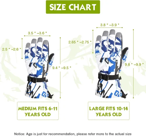 Vista 4 de American Trends Kids Waterproof Winter Gloves with Zip Pocket Snow Ski Gloves Boys Girls Toddler Touchscreen Snowboard Gloves