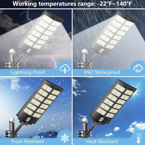 Vista 5 de Ilumina tu espacio al aire libre con luces solares de 300 W para exteriores - Libera 3000 lúmenes de energía solar
