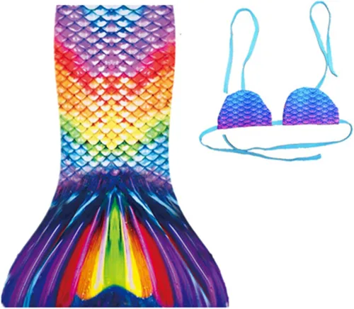 Vista 5 de renvena Traje de baño de princesa de 2 piezas para niñas con escamas de pez falda de cola de sirena tankini