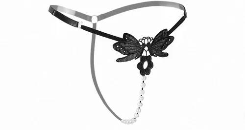 Vista 4 de SAKVILSEC Tanga de cintura baja con bordado de mariposa para mujer