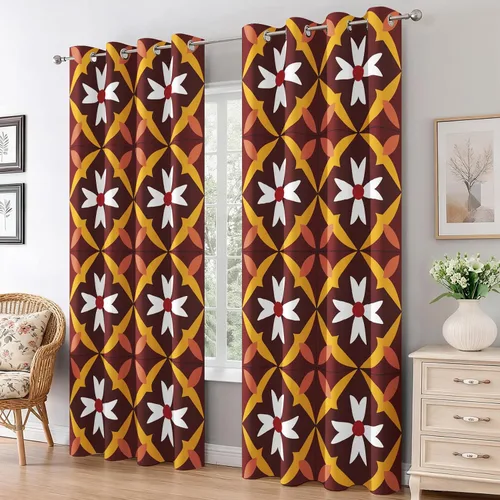 Vista 13 de Groovy Heart Curtains for Living Room 84 Inch Length, 60S 70S Retro Blackout Curtains Bedroom Decor, Hippie Orange Aesthetic Grommet Thermal Black