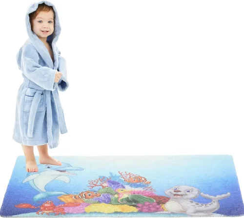 Vista 78 de Enkosi Alfombra de ducha antideslizante Loofah para suelos de ducha, bañera, baños, zonas húmedas, alfombrilla de baño acolchada con agujeros