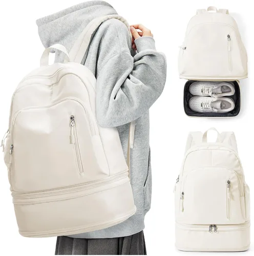 Vista 8 de BJLFS Mochila para mujer, Blanco, Grande, Classic