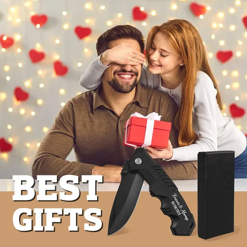 Vista 4 de Regalos para hombres, cuchillo de bolsillo personalizado grabado personalizado, regalos para novio, marido, prometido, novio, papá, hermano, amigo