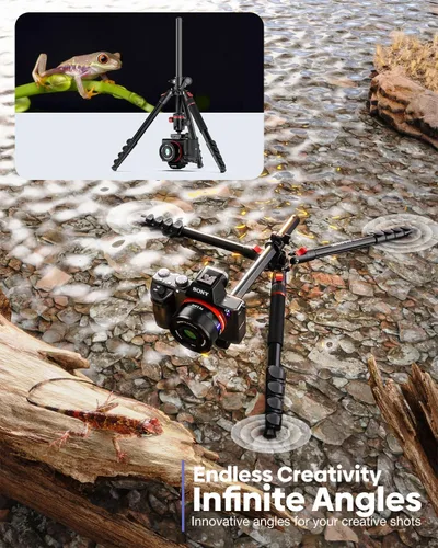 Vista 8 de CAMBOFOTO 68" Camera Tripod, Overhead Tripod Horizontal, Detachable Monopod Negro