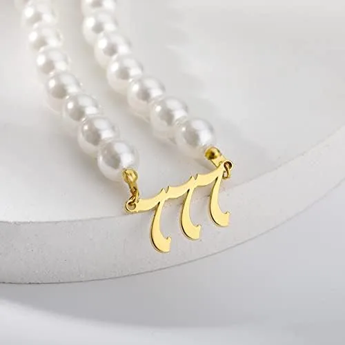 Vista 6 de TRUNO SEA - Collares de números de ángel 111 222 333 444 I555 777 888 999 666 gargantilla de perlas de mitación joyería minimalista de acero