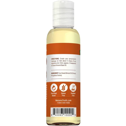 Vista 6 de Nature's Truth Aceite base puro sin perfume, almendra dulce, 4 onzas líquidas
