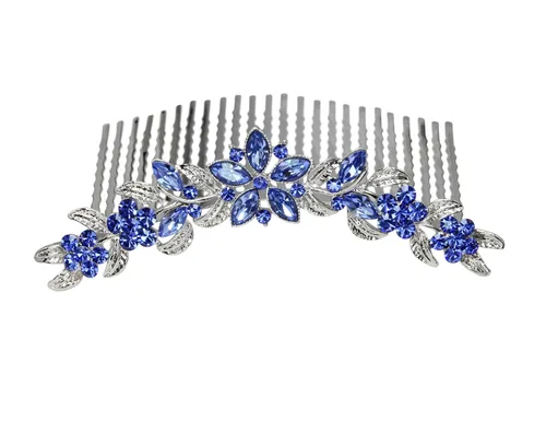 Vista 14 de Faship Hermoso peine de pelo floral de cristal de diamantes de imitación negro