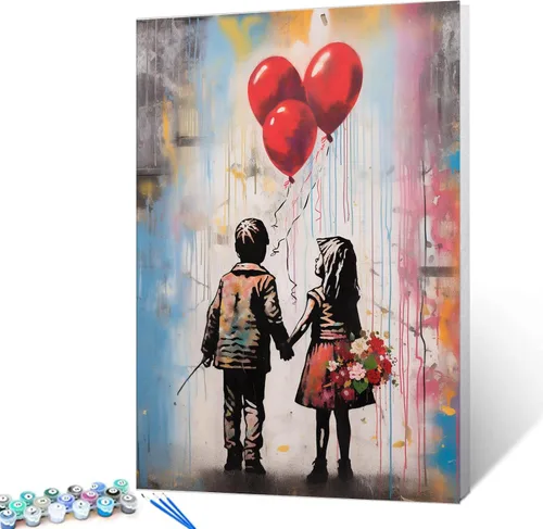 Vista 9 de Tucocoo Pintura de globos coloridos por números para adultos, kits de pintura al óleo digital sobre lienzo con pinceles y pigmento acrílico, arte