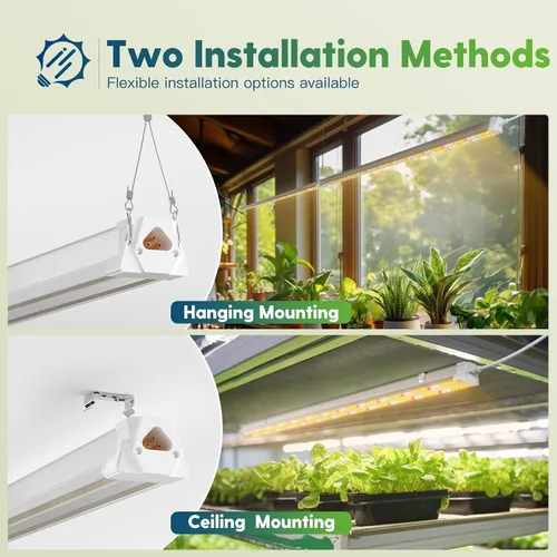 Vista 7 de FREELICHT Paquete de 2 luces LED de crecimiento de 4 pies con temporizador, 40 W (equivalente a 250 W), luces de crecimiento de espectro completo
