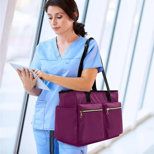 Vista 6 de Damero Bolsa de enfermera con funda para laptop para el trabajo y el cuidado del hogar, estudiantes de medicina
