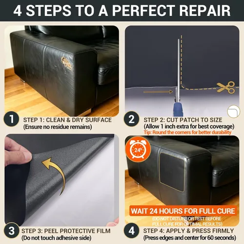 Vista 5 de Parche de reparación de cuero autoadhesivo para muebles, cinta de reparación de cuero para sofá, asiento de automóvil, silla, muebles, kit de Grano