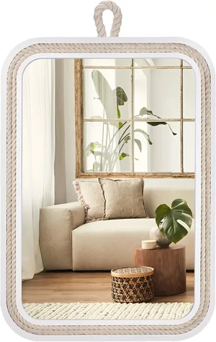 Vista 11 de Espejo decorativo pequeño de 11.4 pulgadas, espejo colgante redondo para pared, espejo de cuerda náutica para baño, oficina, sala de estar, todas