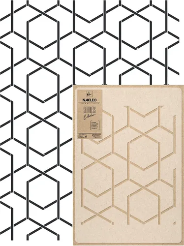 Vista 18 de NAKLEO Plantilla de pintura de pared de tamaño grande, 23.2 x 37.4 pulgadas, plantilla hexagonal de plástico reutilizable, papel tapiz