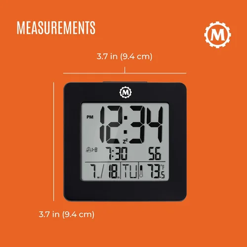 Vista 6 de Reloj digital Búho nocturno de escritorio Marathon cl030050p con super resplandor retro-iluminación Negro