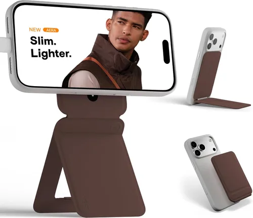 Vista 32 de MOFT Soporte de trípode para teléfono para iPhone, soporte para iPhone multiángulo, soporte para teléfono ligero y portátil, imanes fuertes, cuero