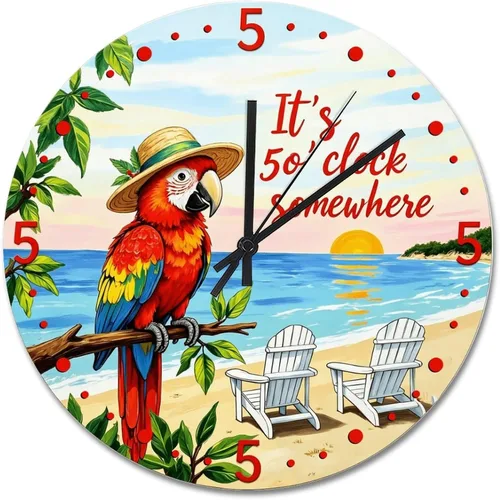 Vista 9 de Reloj de pared Whatever Modern Wood Clock de 10 pulgadas, silencioso, sin tictac, funciona con pilas, para sala de estar, dormitorio, cocina, A