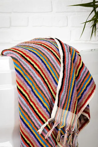 Vista 3 de Toallas de mano y baño a rayas para baño, de gran tamaño, 17 x 35 pulgadas, juego de 2 toallas de mano, algodón turco orgánico, toallas de baño
