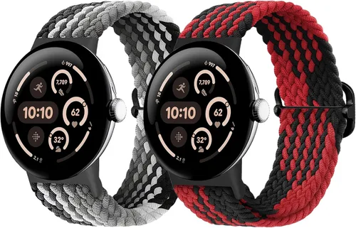 Vista 56 de Correas trenzadas Solo Loop compatibles con Google Pixel Watch 4, 3, 2, 1 de 1.61 pulgadas/1.77 pulgadas, correas elásticas ajustables de nailon