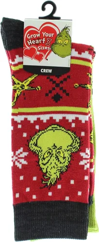 Vista 5 de Dr. Seuss El Grinch Feliz Navidad Calcetines de tripulación para adultos de 2 pares