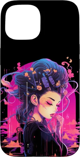 Vista 6 de iPhone 16 Japanese Geisha Retro Anime Cyberpunk Manga Synthwave Artsy Case