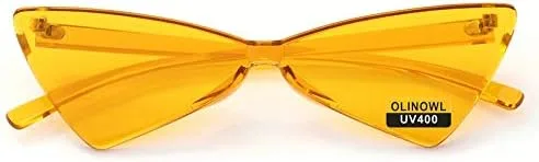 Vista 8 de OLINOWL Gafas de sol sin montura triangular una pieza gafas de sol transparentes de color para mujeres y hombres