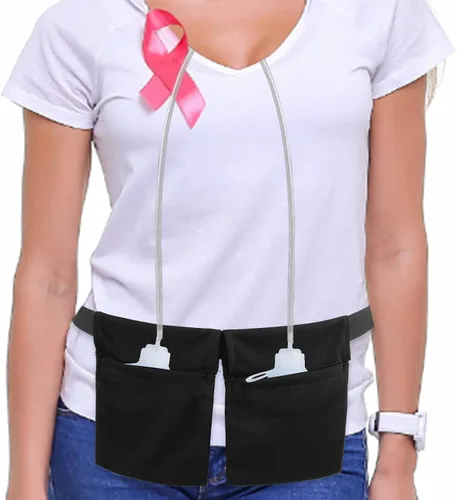 Vista 4 de Thinp Soporte de drenaje después de abdominoplastia, soporte de drenaje ajustable para mastectomía, bolsa de ducha, recuperación de cirugía
