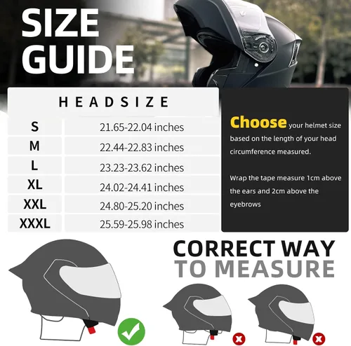 Vista 2 de Casco modular de motocicleta abatible de doble visera para hombre, aprobado por puntos 965