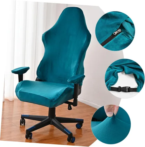 Vista 2 de Zerodeko 1 juego de funda para silla de juegos para computadora de forro polar plateado