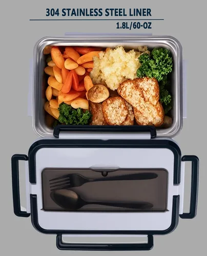 Vista 3 de Fiambrera Eléctrica Calentadora de Alimentos para Hombres Adultos, 3 en 1 Fiambreras con Calefacción para Coche Camión Trabajo Viaje con Bolsa