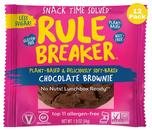 Vista 10 de Rule Breaker - Galletas veganas, sin gluten, sin nueces, hipoalergénicas, Kosher, envueltas individualmente, 1.9 oz, aperitivos
