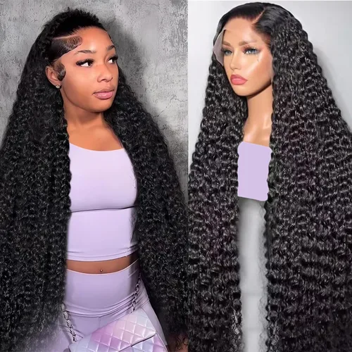 Vista 18 de Pelucas de encaje frontal sin pegamento con onda de agua para mujer, cabello humano 180 de densidad, cabello virgen brasileño sin procesar