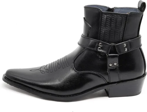 Vista 2 de Diego-02 - Botas vaqueras para hombre con correa de cinturón