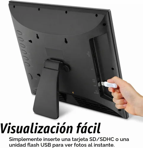 Vista 6 de Aluratek ADPF08SF - Marco de fotos digital LCD de 8 pulgadas, con presentación automática de dispositivas, entrada USB y compatibilidad con tarjeta