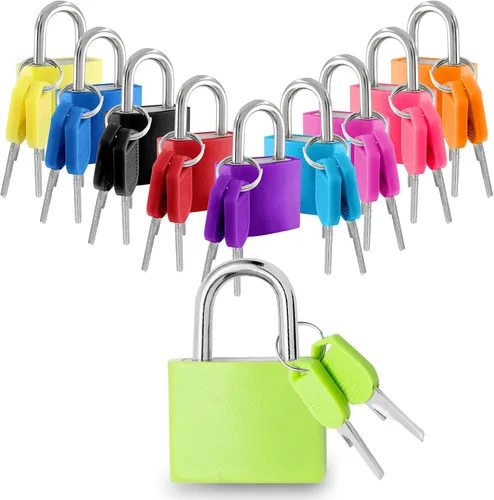 Vista 7 de Litoexpe Juego de 4 cerraduras de maleta con llaves, cerraduras de equipaje pequeñas, candados de metal, cerradura de llave para gimnasio escolar
