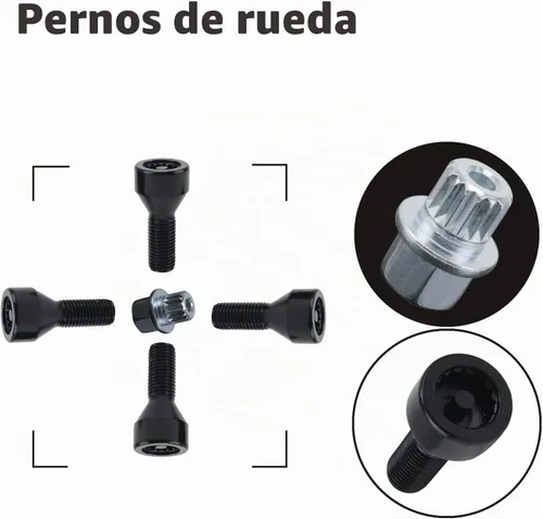 Vista 4 de M12 x 0.059 in Juego de pernos y tuerca de bloqueo de rueda para BMW 328i 525i 525xi 528i M3 M5 36136786419