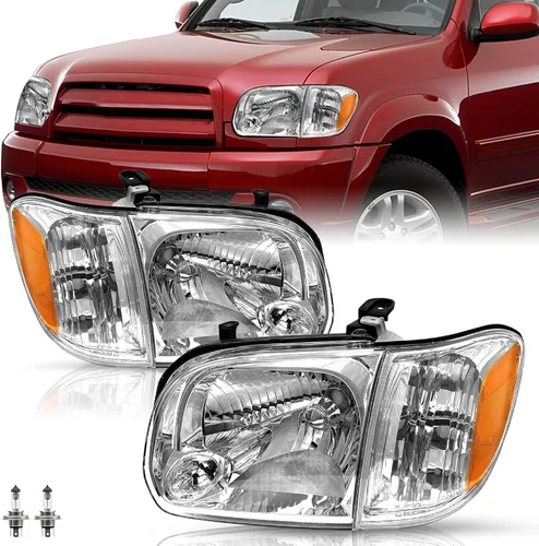 Vista 14 de Conjunto de faros delanteros TUSDAR para Toyota Tundra 2005-2006 Doble/Crew Cab Carcasa negra