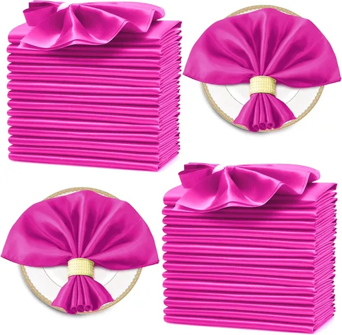 Vista 18 de Horbaunal Paquete de 30 servilletas de satén negro de 20 x 20 pulgadas, servilletas cuadradas suaves de tela sedosa, decoración de mesa para bodas
