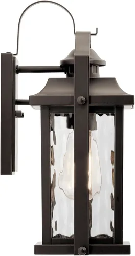Vista 3 de Kichler Linford - Lámpara de pared para exteriores, 1 luz, bronce antiguo Lámpara de pared tradicional para exteriores con vidrio de agua