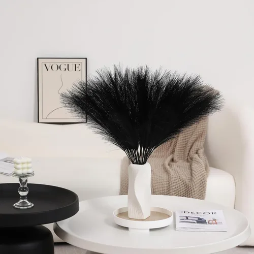 Vista 4 de Wertuirk 30 piezas de hierba de las pampas negra - Decoración de hierba de las pampas artificial de 24 pulgadas, hierba de las pampas artificial