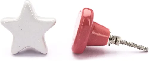Vista 5 de NAQSH Pomos de cerámica para armarios y cajones de cocina, pomos pintados a mano para puertas y cajones de armario (Corazón Rosa, 6)