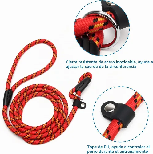 Vista 3 de Coolrunner 2 cuerdas duraderas para perros, correa de entrenamiento de perros de 5 pies, correa antideslizante fuerte, correa de nailon ajustable