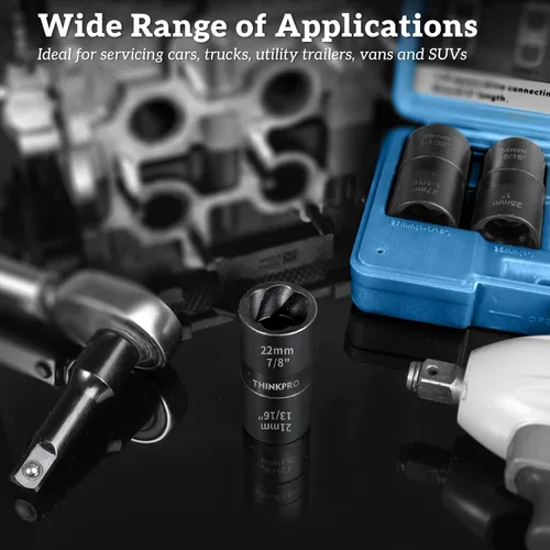 Vista 4 de Herramienta de extracción de tuercas abatibles, kit de 5 piezas para quitar bloqueo de rueda 1/2 Inch Drive Lug Nut Extractor Set, Stripped Lug