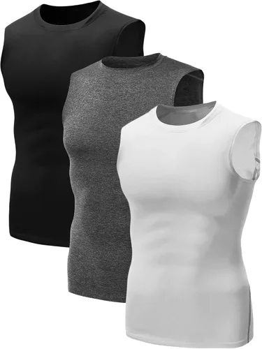 Vista 26 de NELEUS - Paquete de 3 camisetas sin mangas, con espalda en Y, Dri-Fit, para hombre, para gimnasio
