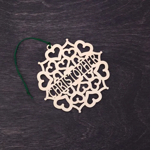 Vista 5 de Adornos personalizados para árbol de Navidad – Decoraciones de Navidad hechas a mano, adorno de Navidad, copo de nieve de madera, regalos de Navidad