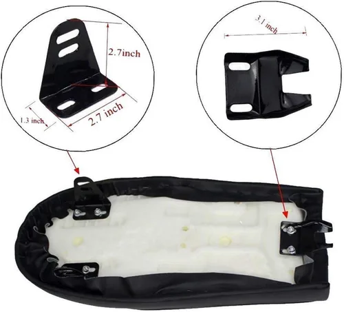 Vista 8 de Sillín universal plano Brat Vintage para motocicleta, asiento de estilo Cafe Racer para CB Yamaha XJ (Negro)