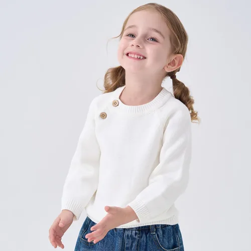 Vista 2 de Pureborn - Jersey de punto para bebés, niñas y niños, suéter de punto de algodón con cierre de botones beige-a